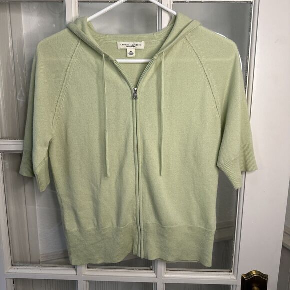 Banana Republic Cashmere Zip Hooded Sweater Lime Mint Green Women's Medium - Picture 1 of 9